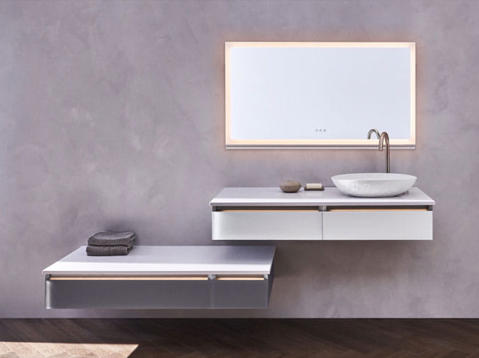 Modern bathroom with floating counters