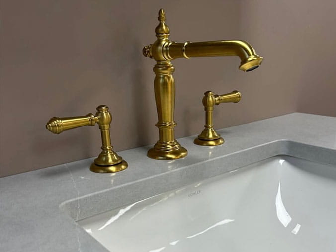 Brass bathrrom faucet and sink